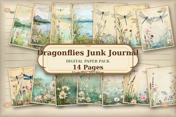 Download Vintage Dragonfly Lake Junk Journal - Junk journal Collection