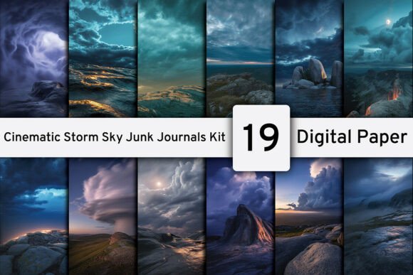Download Cinematic Storm Sky Junk Journals Kit - Junk journal Collection
