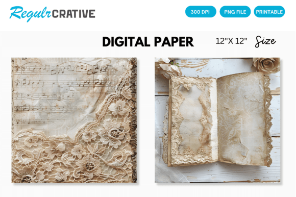 Download Antique Lace Junk Journal Digital Paper - Junk journal Collection