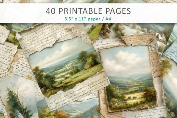 Download Vintage Landscape Junk Journal Pages - Junk journal Collection
