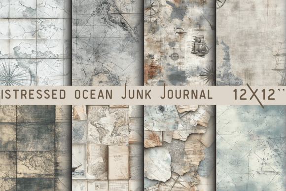 Download Distressed Ocean Junk Journal Wallpaper - Junk journal Collection