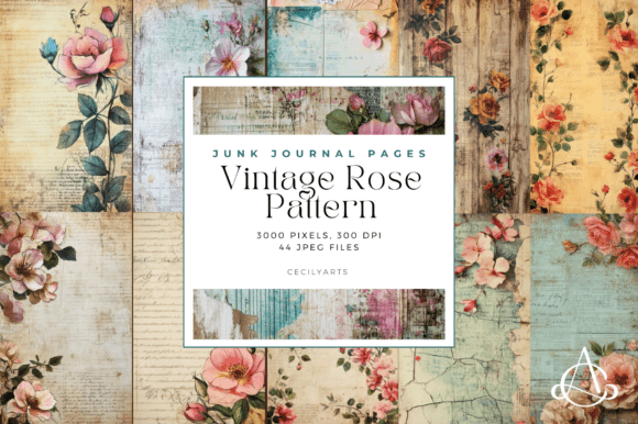 Download Vintage Rose Pattern Junk Journal Pages - Junk journal Collection