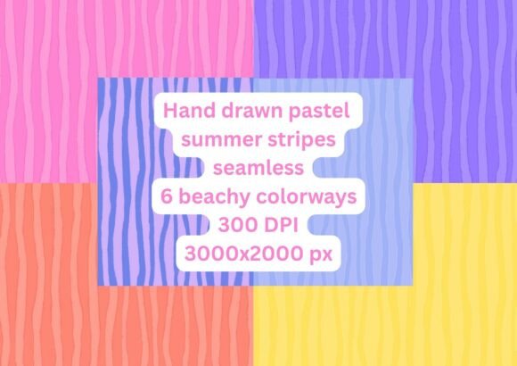 Download Summer Beach Pastel Seamless Stripes Set - Premium Bundle