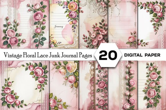 Download Vintage Floral Lace Junk Journal Pages - Junk journal Collection