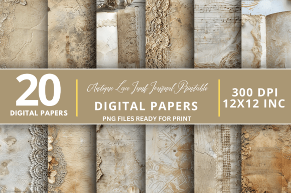 Download Antique Lace Junk Journal Digital Paper - Junk journal Collection