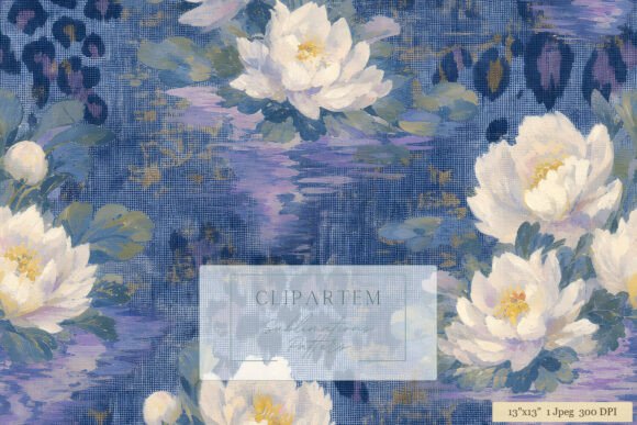 Download Navy Blue Floral Leopard Digital Paper - Premium Bundle