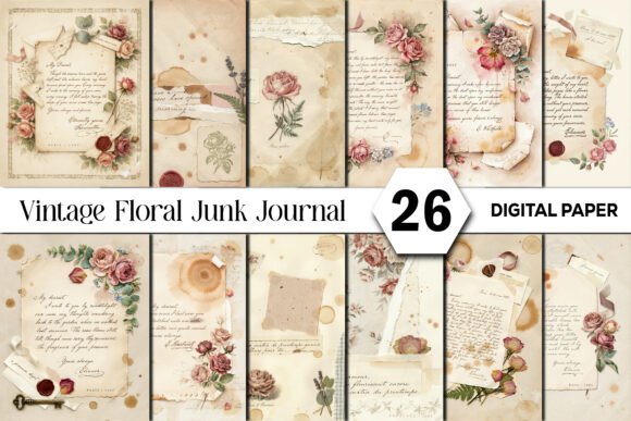 Download Vintage Floral Junk Journal Background. - Junk journal Collection