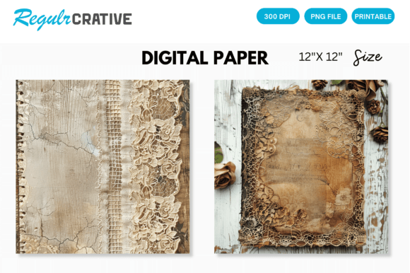Download Antique Lace Junk Journal Digital Paper - Junk journal Collection