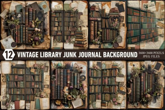 Download Vintage Library Junk Journal Background - Junk journal Collection