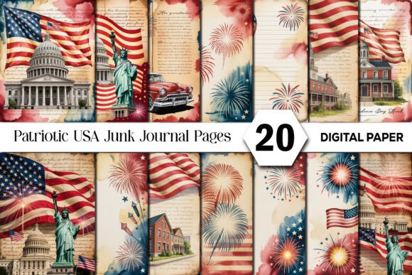 Download Patriotic USA Junk Journal Background - Junk journal Collection
