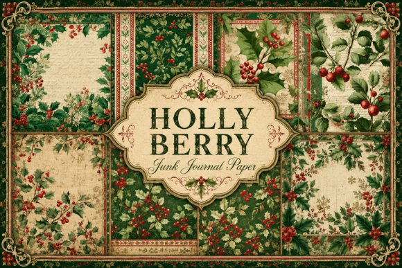Download Holly Berry Junk Journal Paper - Junk journal Collection