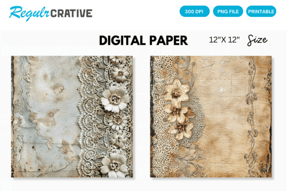 Download Antique Lace Junk Journal Digital Paper - Junk journal Collection
