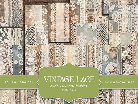 Download Vintage Lace Junk Journal Paper - Junk journal Collection