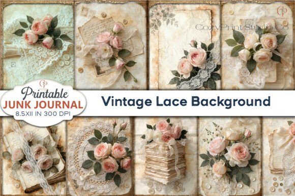 Download Vintage Lace Background Junk Journal - Junk journal Collection
