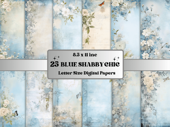 Download Blue Shabby Chic Junk Journal Paper - Junk journal Collection