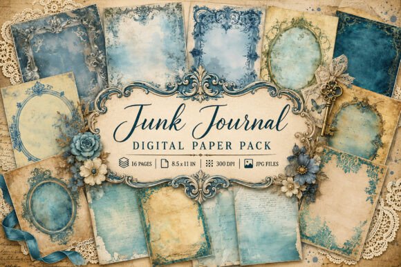 Download Vintage Ornate Frame Junk Journal Paper - Junk journal Collection
