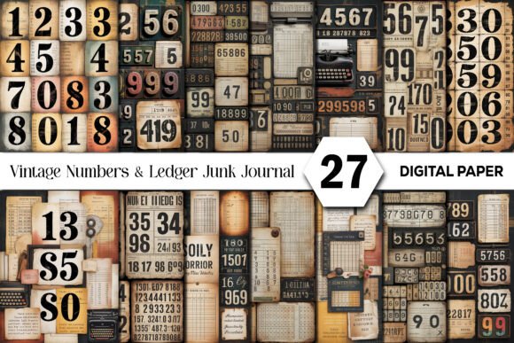 Download Vintage Numbers &amp; Ledger Junk Journal - Junk journal Collection
