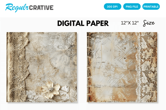 Download Antique Lace Junk Journal Digital Paper - Junk journal Collection