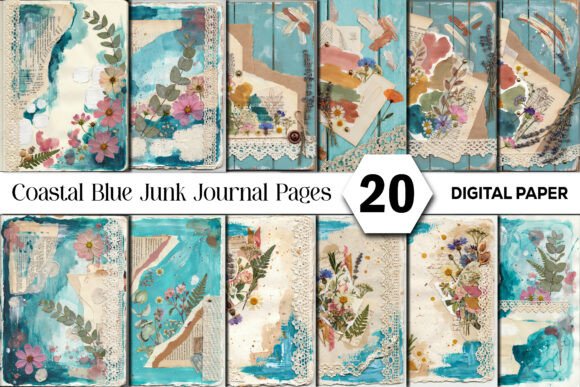 Download Coastal Blue Junk Journal Background - Junk journal Collection