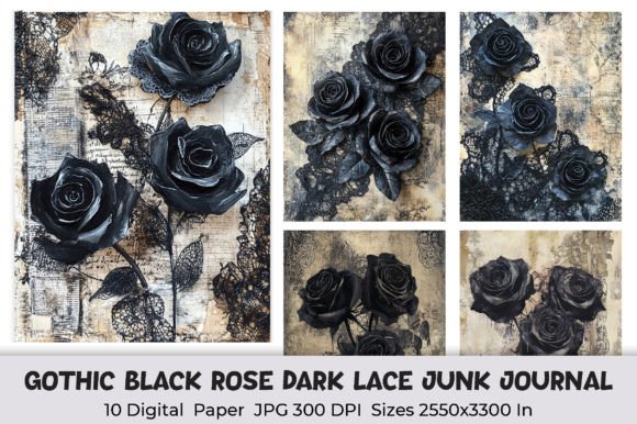 Download Gothic Black Rose Dark Lace Junk Journal - Junk journal Collection