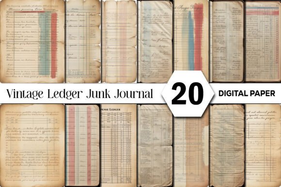 Download Vintage Ledger Junk Journal Background - Junk journal Collection