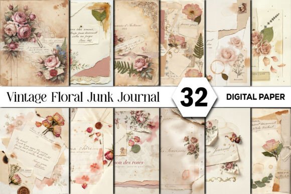 Download Vintage Floral Junk Journal Background - Junk journal Collection
